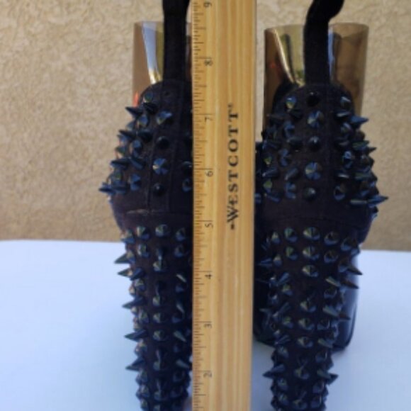 SEE ME SPIKING  Spike Platform Boots  Black Suede & See Through  ( BRAND NEW ! ) - Picture 3 of 10